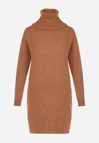 Born2be - Jasnobrązowa Sukienka Dzianinowa Classificator. Okazja: na co dzień. Typ kołnierza: golf. Kolor: brązowy. Materiał: dzianina. Długość rękawa: długi rękaw. Sezon: zima, jesień. Typ sukienki: proste. Styl: casual #5