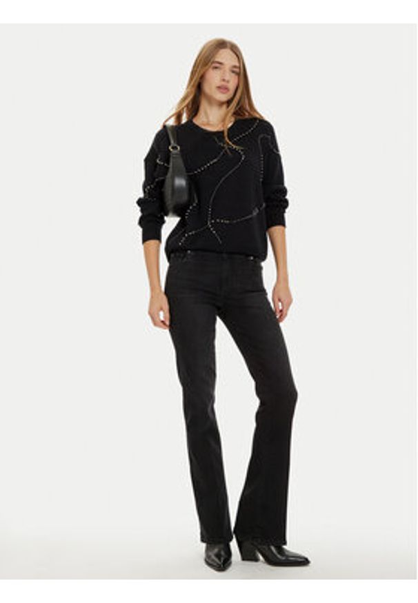 Liu Jo Sweter WF4174 MS49I Czarny Regular Fit. Kolor: czarny. Materiał: wiskoza