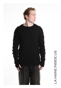 La Haine Inside Us Sweter | 3M M1156 | Mężczyzna | Czarny. Okazja: na co dzień. Kolor: czarny. Materiał: akryl, elastan, poliester. Styl: casual