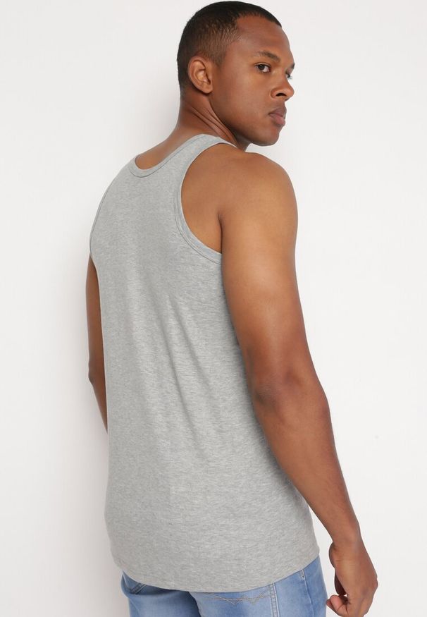 Born2be - Jasnoszara Klasyczna Koszulka Bez Rękawów Tank Top Clecotia. Kolor: szary. Długość rękawa: bez rękawów