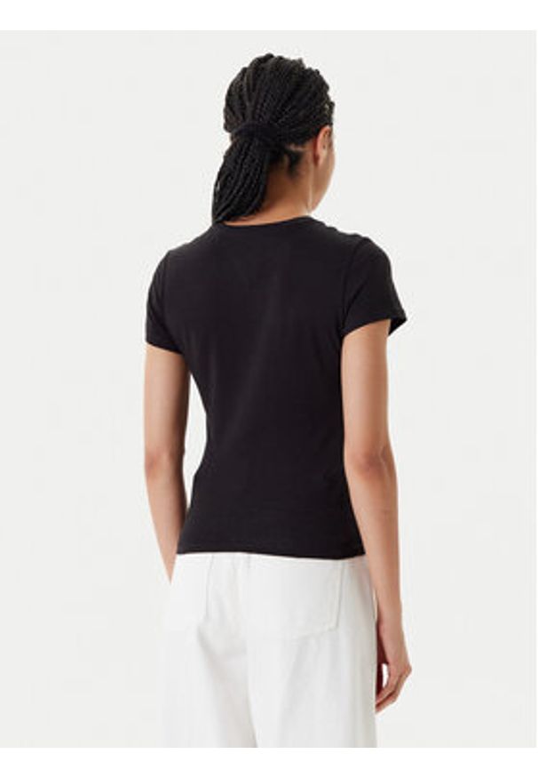 Tommy Jeans T-Shirt Essential DW0DW20913 Czarny Slim Fit. Kolor: czarny. Materiał: bawełna
