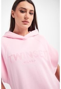 Twinset Milano - bluza damska TWINSET. Typ kołnierza: kaptur. Materiał: bawełna, dresówka. Długość: krótkie. Wzór: haft #3