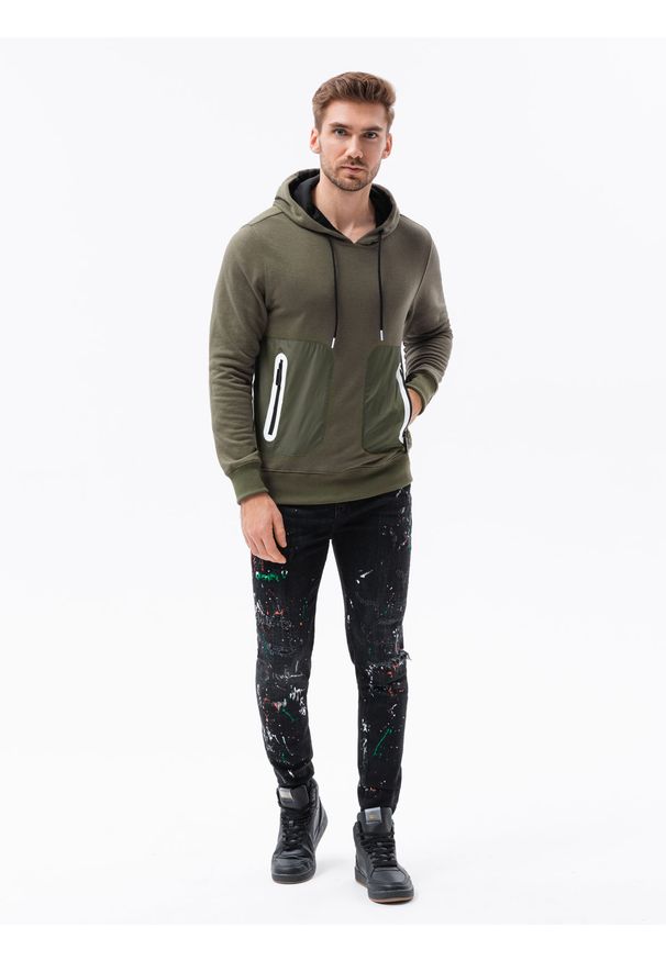 Brązowa bluza Ombre Clothing z aplikacjami, z kapturem