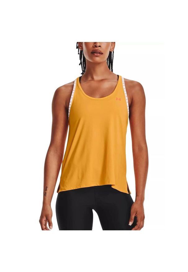 Koszulka fitness damska Under Armour Knockout Tank bez rękawów. Kolor: wielokolorowy, żółty, pomarańczowy. Długość rękawa: bez rękawów. Sport: fitness