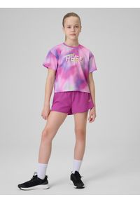 4f - 4F Spodenki sportowe szybkoschnące dziewczęce - fioletowe 122/128 (6-8 lat). Kolor: fioletowy. Materiał: skóra, materiał. Sezon: lato. Sport: fitness #1