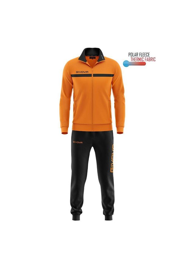 Givova One dres polarfleece z pełnym zamkiem 3XS chłopiec. Okazja: na uczelnię. Kolor: wielokolorowy, czarny, pomarańczowy. Materiał: dresówka. Styl: sportowy