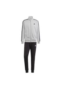 Adidas - Dres Basic 3-Stripes Fleece. Kolor: szary, czarny, wielokolorowy. Materiał: dresówka