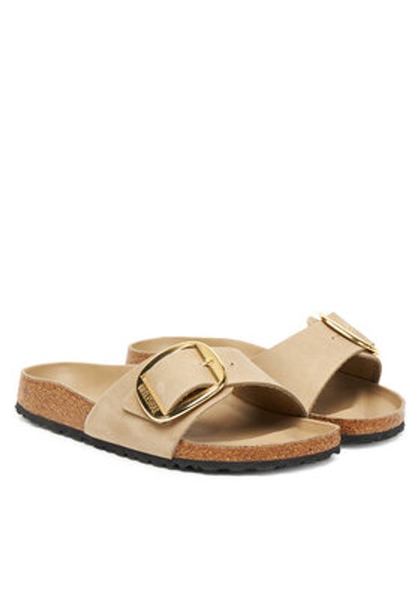 Birkenstock Klapki Madrid Big Buckle Hex 1030467 Brązowy. Kolor: brązowy. Materiał: skóra