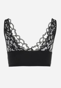 Born2be - Czarny Usztywniony Biustonosz z Koronkowymi Ramiączkami Majaris. Kolekcja: plus size. Kolor: czarny. Materiał: koronka