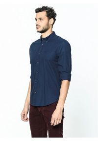 Wrangler - WRANGLER BUTTON-DOWN SHIRT MĘSKA KOSZULA MATERIAŁOWA DARK INDIGO W59245V1E. Typ kołnierza: button down. Materiał: materiał #3