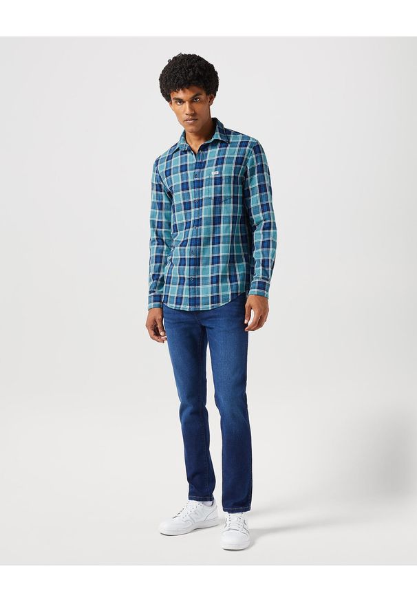 Wrangler - WRANGLER LS 1 PKT SHIRT MĘSKA KOSZULA W KRATĘ KRATA HYDRO INDYGO 112350492 W5A9017326