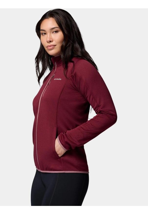 columbia - Sweter Damski Columbia Essential Hike Grid. Kolor: czerwony. Materiał: polar. Sport: turystyka piesza