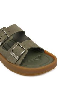 Calvin Klein Klapki Ergon Double Bar Sandal Su HM0HM02094 Zielony. Kolor: zielony. Materiał: skóra, zamsz #2