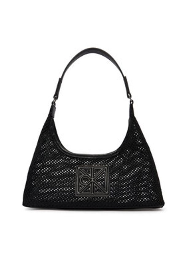 Calvin Klein Torebka Emblem Mesh Shoulder Bag LV04F3381G Czarny. Kolor: czarny