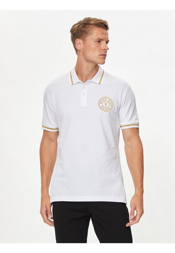 Versace Jeans Couture Polo 76GAGT02 Biały Regular Fit. Typ kołnierza: polo. Kolor: biały. Materiał: bawełna