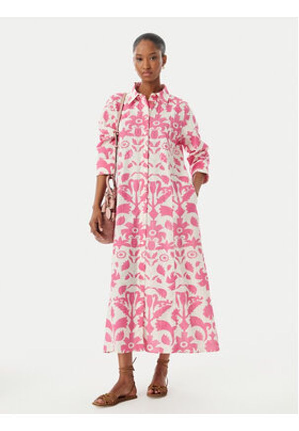 LOLA CASADEMUNT Sukienka koszulowa LS2616008 Różowy Relaxed Fit. Kolor: różowy. Materiał: bawełna. Typ sukienki: koszulowe