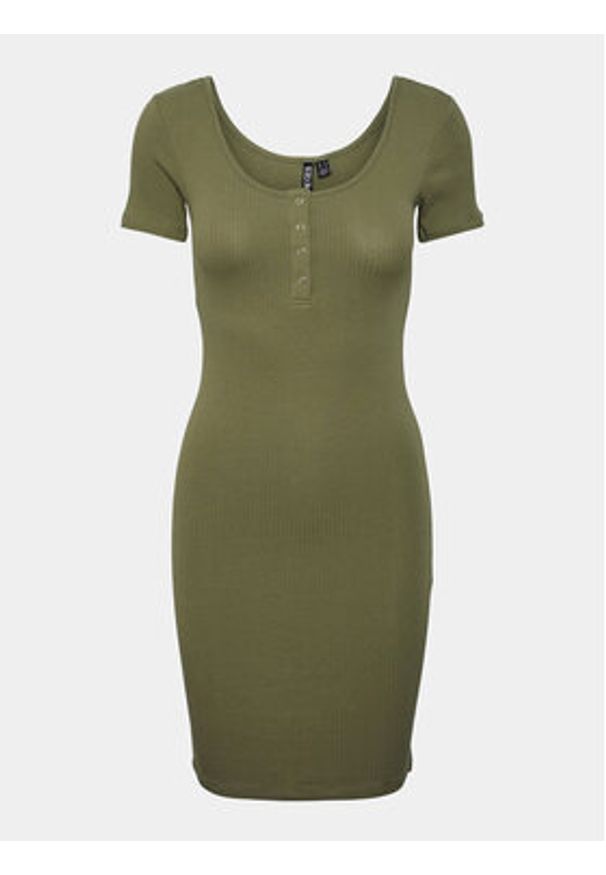Pieces Sukienka codzienna Kitte 17146324 Zielony Slim Fit. Okazja: na co dzień. Kolor: zielony. Materiał: bawełna. Typ sukienki: proste. Styl: casual