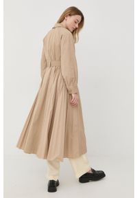 TwinSet - Twinset płaszcz damski kolor beżowy przejściowy dwurzędowy. Kolor: beżowy. Długość rękawa: raglanowy rękaw. Styl: klasyczny #3