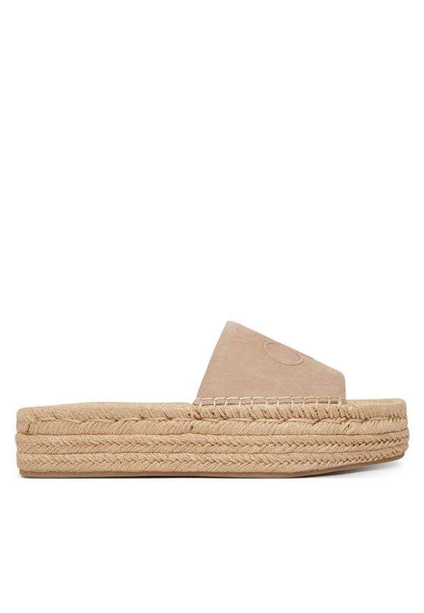Calvin Klein Espadryle Flatf Espa Mule Nub Mg HW0HW02890 Beżowy. Kolor: beżowy. Materiał: skóra, nubuk