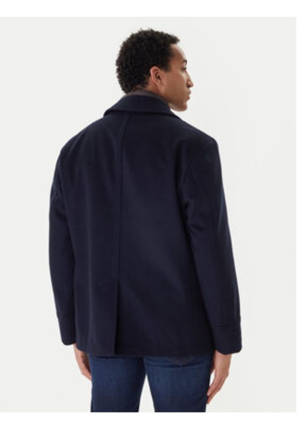 Bugatti Płaszcz wełniany 874228-81063 Granatowy Regular Fit. Kolor: niebieski. Materiał: syntetyk