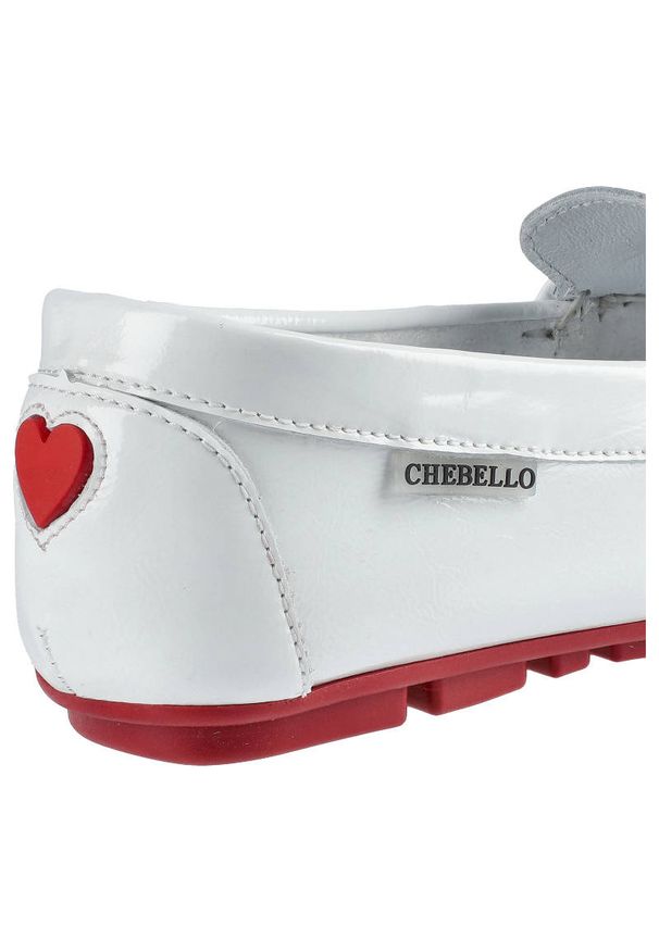 CheBello - Białe Mokasyny Chebello Damskie Stylowe Buty. Okazja: na co dzień. Zapięcie: bez zapięcia. Kolor: biały. Materiał: skóra. Szerokość cholewki: normalna. Styl: elegancki