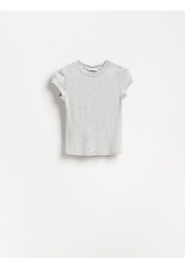 Reserved - T-shirt z modalem - jasnoszary. Kolor: szary. Materiał: bawełna, dzianina