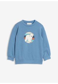 bonprix - Bluza z czystej bawełny organicznej. Kolor: niebieski. Materiał: bawełna. Wzór: nadruk #1