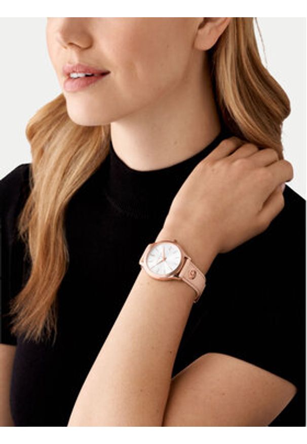 Michael Kors Zegarek Slim Runway MK7545 Różowy. Kolor: różowy. Materiał: skóra