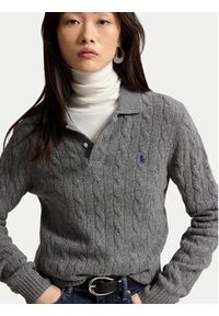 Polo Ralph Lauren Sweter 211972132500 Szary Regular Fit. Typ kołnierza: polo. Kolor: szary. Materiał: wełna #6
