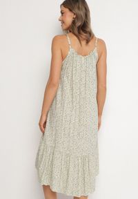 Born2be - Beżowa Rozkloszowana Sukienka z Bawełny w Kwiatowy Wzór Nilaretia. Okazja: na co dzień. Kolor: beżowy. Materiał: bawełna. Długość rękawa: na ramiączkach. Wzór: kwiaty. Sezon: lato. Typ sukienki: rozkloszowane. Styl: casual #6