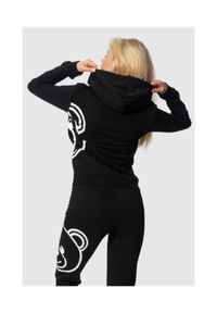 MOSCHINO Czarna bluza damska z kapturem, Rozmiar XS. Typ kołnierza: kaptur. Kolor: czarny. Wzór: nadruk #2