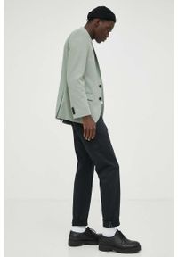 Hugo - HUGO marynarka z domieszką wełny kolor zielony. Kolor: zielony. Materiał: wełna. Wzór: aplikacja. Styl: klasyczny #5