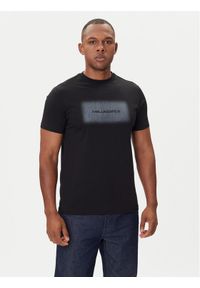 Karl Lagerfeld - KARL LAGERFELD T-Shirt 755072 554255 Czarny Regular Fit. Typ kołnierza: dekolt w karo. Kolor: czarny. Materiał: bawełna