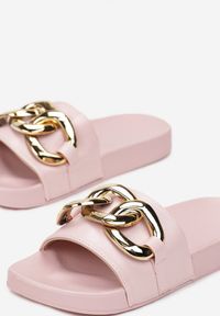 Renee - Różowe Klapki Cirikaia. Nosek buta: okrągły. Kolor: różowy. Materiał: materiał, guma. Styl: klasyczny #6