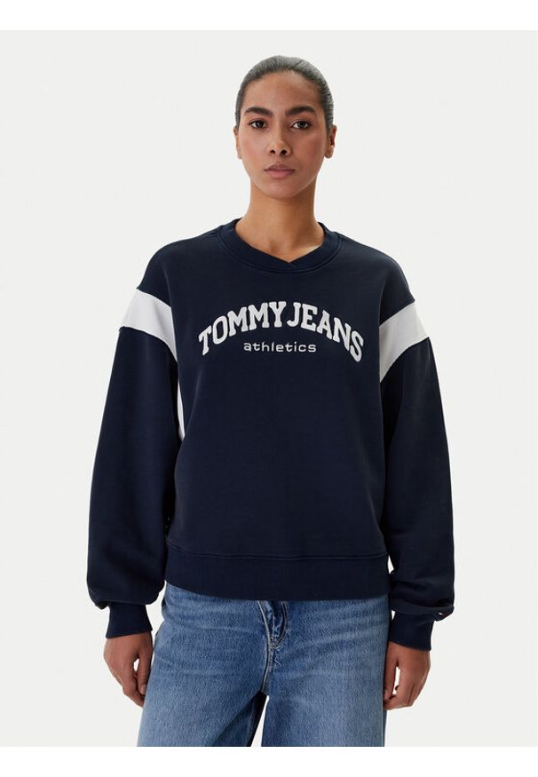 Tommy Jeans Bluza Varsity DW0DW22365 Granatowy Boxy Fit. Kolor: niebieski. Materiał: bawełna