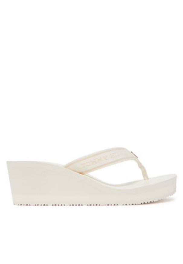 TOMMY HILFIGER - Tommy Hilfiger Japonki Th Stripes Wedge Beach Sandal FW0FW08521 Biały. Kolor: biały. Materiał: materiał