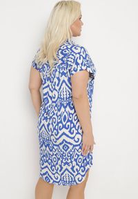 Born2be - Niebieska Koszulowa Sukienka z Wiskozy Zapinana na Guziki z Kieszeniami Tritella. Typ kołnierza: dekolt w serek. Kolekcja: plus size. Kolor: niebieski. Materiał: wiskoza. Typ sukienki: koszulowe #2