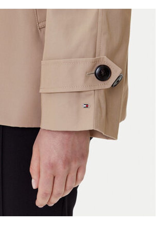 TOMMY HILFIGER - Tommy Hilfiger Trencz WW0WW45618 Beżowy Regular Fit. Kolor: beżowy. Materiał: bawełna