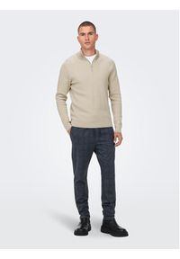 Only & Sons Sweter 22023210 Beżowy Regular Fit. Kolor: beżowy. Materiał: bawełna