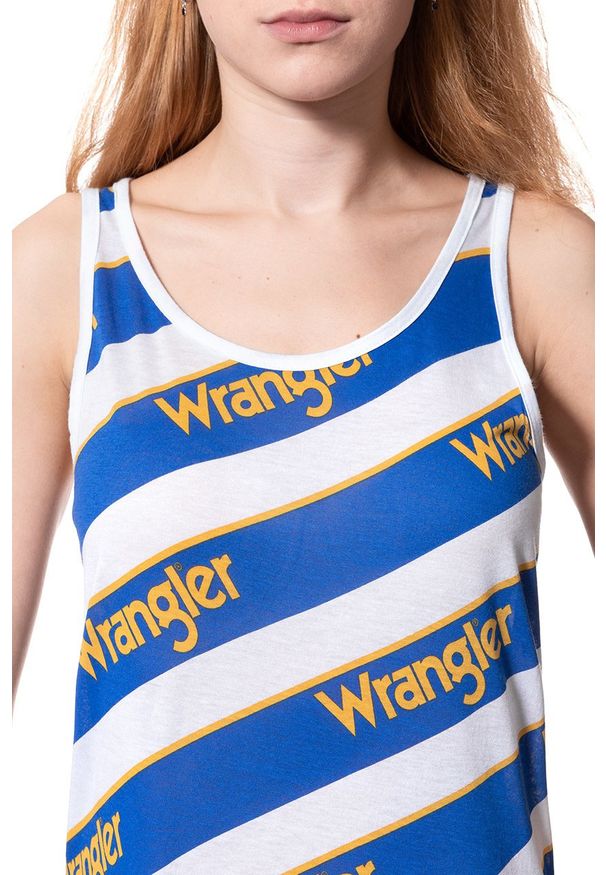 Wrangler - WRANGLER T SHIRT DAMSKI B&Y ALLOVER TANK WHITE W725LF712 112130928. Długość rękawa: na ramiączkach