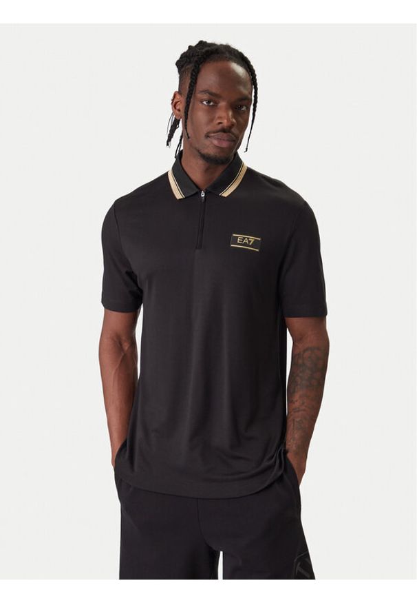 EA7 Emporio Armani Polo 7M001333 AF13739 UC001 Czarny Regular Fit. Typ kołnierza: polo. Kolor: czarny. Materiał: wiskoza