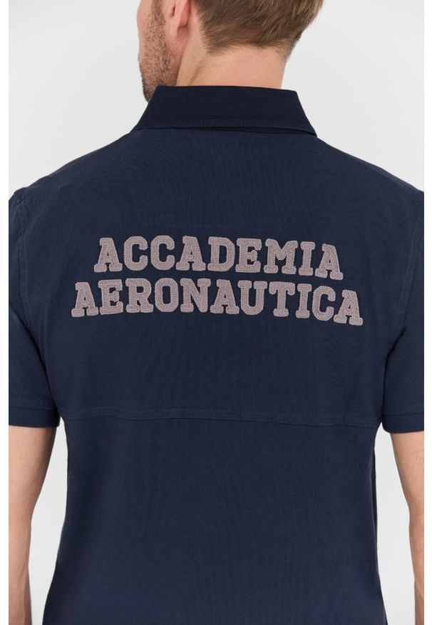 Aeronautica Militare - AERONAUTICA MILITARE Granatowa męska koszulka Polo M.C., Rozmiar XL. Typ kołnierza: polo. Kolor: niebieski