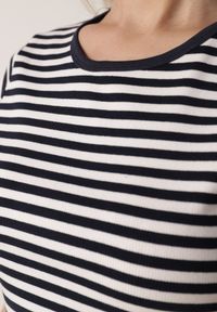 Born2be - Niebieska Rozkloszowana Sukienka z Bawełny z Górą w Paski Aethephaia. Okazja: na co dzień. Kolor: niebieski. Materiał: bawełna. Wzór: paski. Sezon: lato. Typ sukienki: proste, rozkloszowane. Styl: klasyczny, casual #6