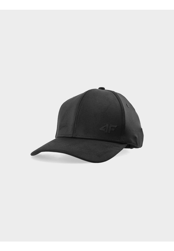 4f - Czapka z daszkiem strapback damska. Kolor: czarny. Materiał: elastan, dzianina