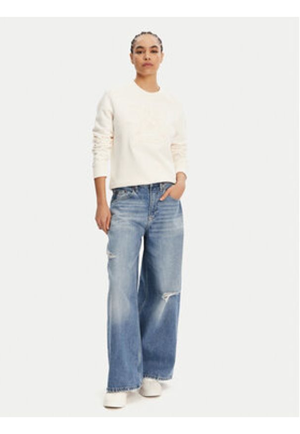 Tommy Jeans Bluza Tonal Crest DW0DW20637 Biały Regular Fit. Kolor: biały. Materiał: bawełna