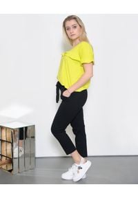 Deha - DEHA - Neonowy t-shirt z falbanką. Kolor: żółty. Materiał: bawełna. Sezon: wiosna #3