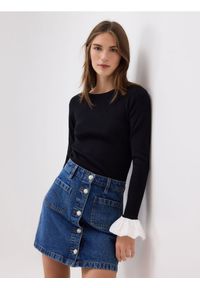 Reserved - Jeansowa spódnica z ozdobnymi guzikami - niebieski. Kolor: niebieski. Materiał: jeans #1