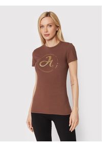 Deha T-Shirt D73441 Brązowy Slim Fit. Kolor: brązowy. Materiał: bawełna #1