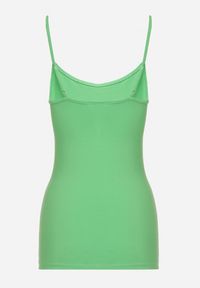 Born2be - Zielony Tank Top z Bawełny na Cienkich Ramiączkach z Regulacją Dimhina. Okazja: na co dzień. Kolor: zielony. Materiał: bawełna. Długość rękawa: na ramiączkach. Styl: casual, klasyczny #6