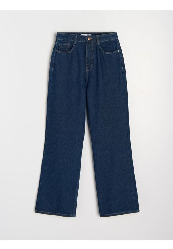Sinsay - Jeansy wide leg - niebieski. Kolor: niebieski